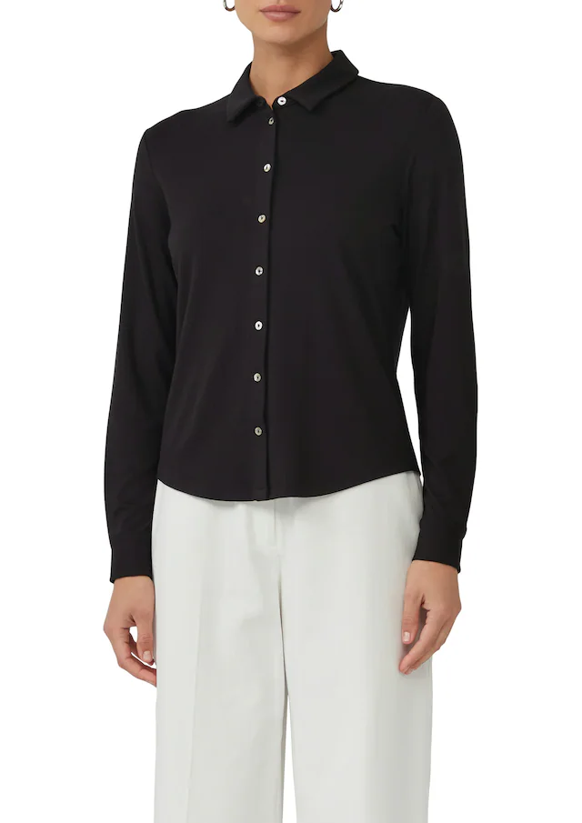 s.Oliver BLACK LABEL Hemdbluse mit Perlmuttknöpfen