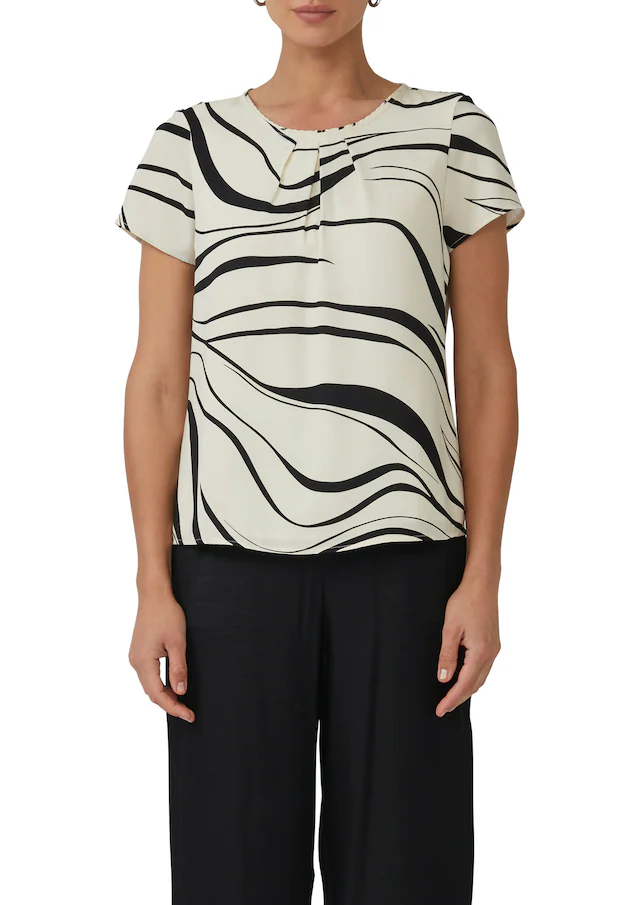 s.Oliver BLACK LABEL Kurzarmbluse mit All-Over Print