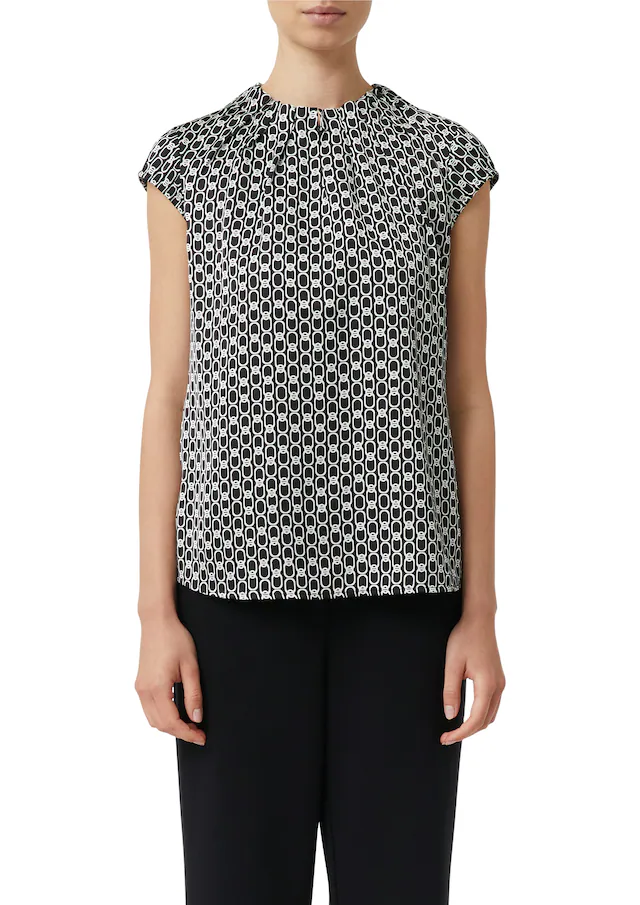 Comma Satinbluse mit All-Over Print