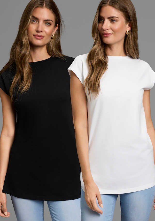 Laura Scott Longshirt 2er-Pack,in verlängerter Form, mit seitlichen Schlitzen