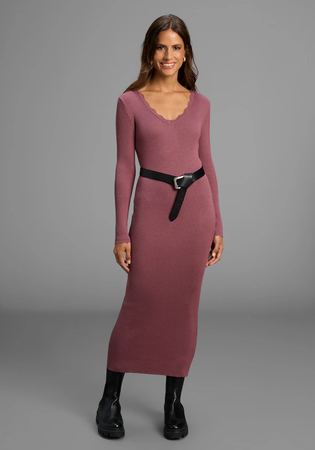Laura Scott Strickkleid in Midi-Länge mit femininen Wellenkanten - NEUE KOLLEKTION