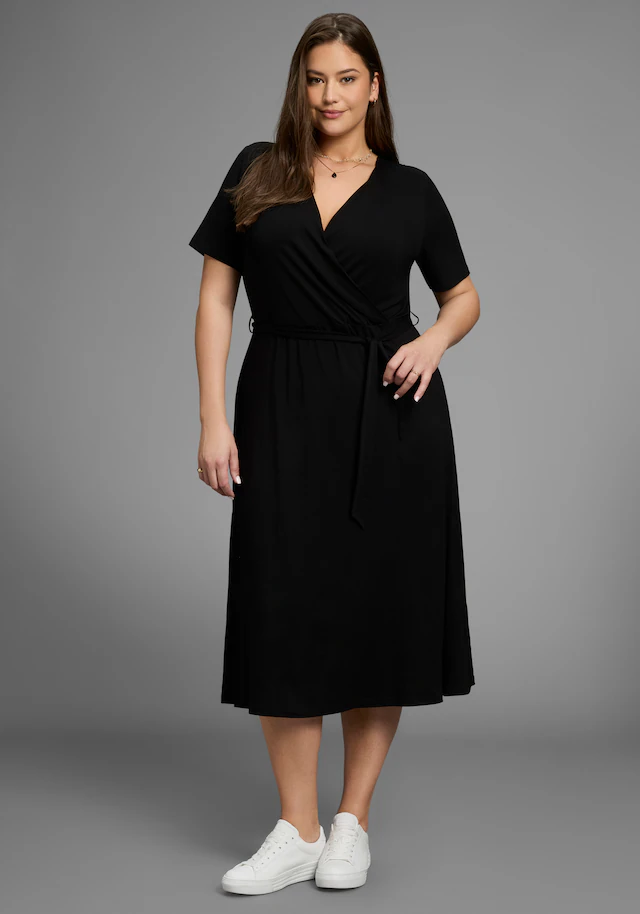 Laura Scott CURVE Midikleid »Große Größen« Ohne Taschen mit betonter Taille