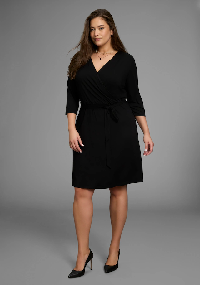 Laura Scott CURVE Jerseykleid »Große Größen« mit femininer Wickeloptik und tiefem V-Ausschnitt