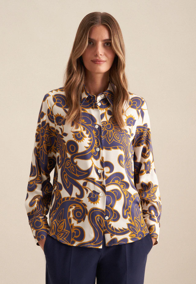 seidensticker Hemdbluse »Schwarze Rose« 1/1 Kragen Paisley