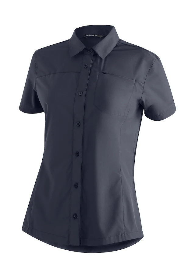 Maier Sports Funktionsbluse »Magos S/S W« Damen Hemdbluse, atmungsaktives Freizeit-Hemd, Taillierter Schnitt