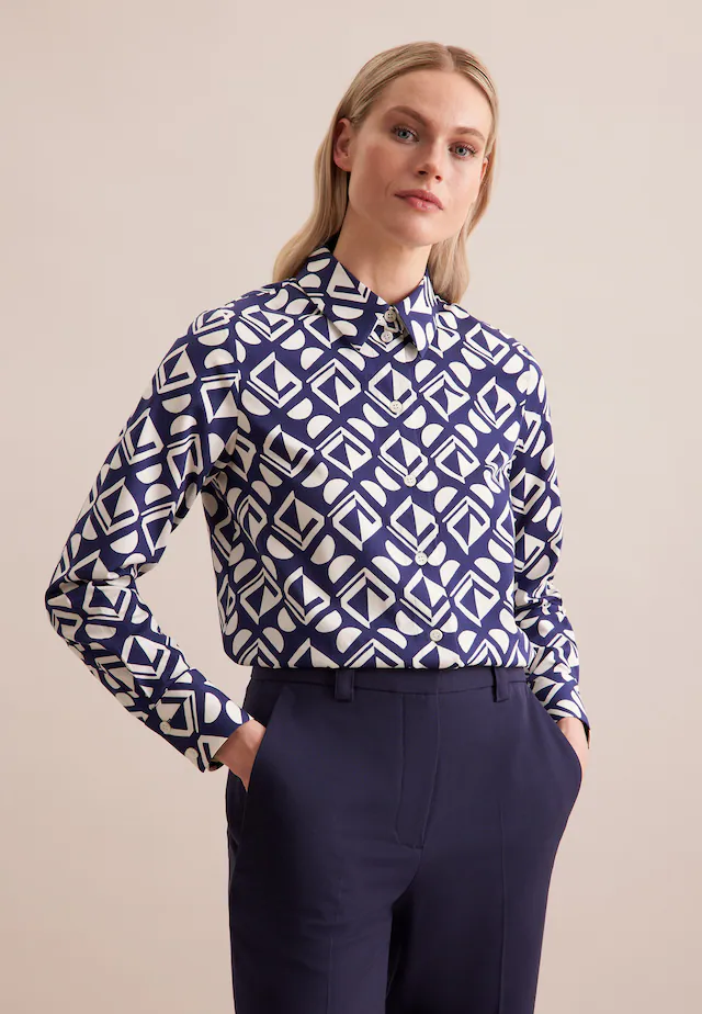 seidensticker Hemdbluse »Schwarze Rose« 1/1 Kragen Geometrische Muster