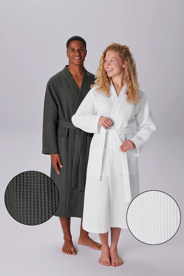 OTTO home Unisex-Bademantel »Inga, Waffelpiqué, leicht, ideal für Sauna & Spa, Hotelbademantel« 1 Stk. kleines Packmaß, Taschen, Damen & Herren, S-3XL, Morgenmantel