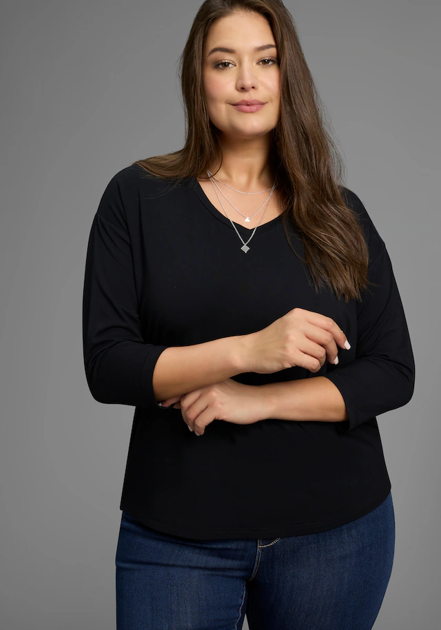 Laura Scott CURVE 3/4-Arm-Shirt »Große Größen« mit V-Ausschnitt und lockerer Passform