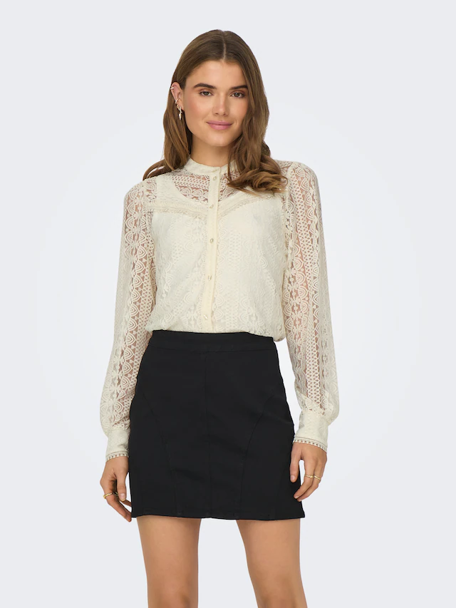 ONLY Spitzenbluse »ONLREBA LACE L/S SHIRT WVN NOOS«