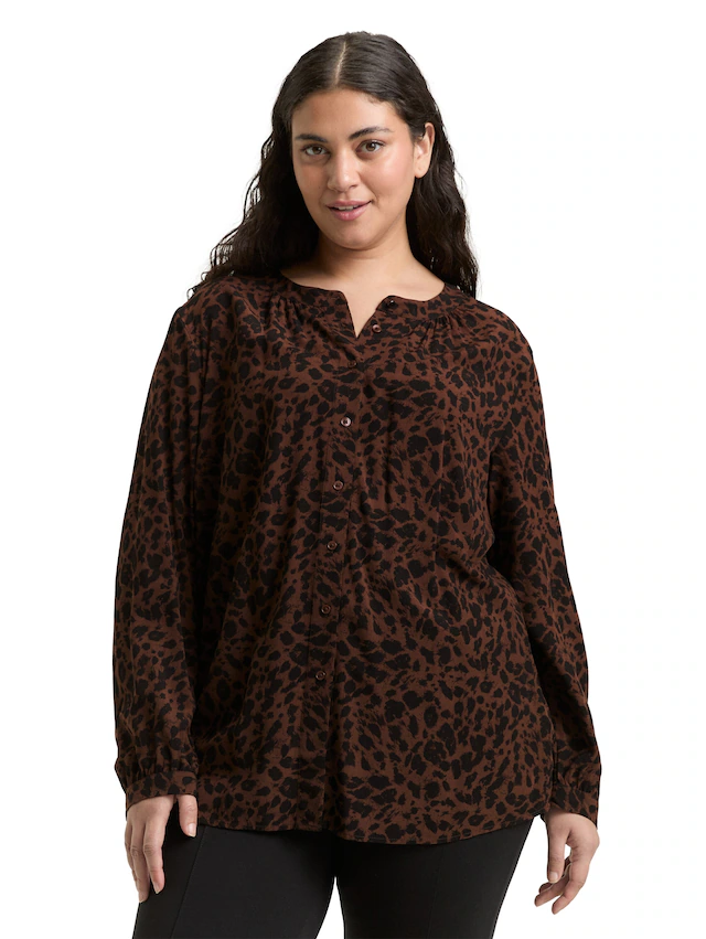 TOM TAILOR PLUS Klassische Bluse mit Leo-Print