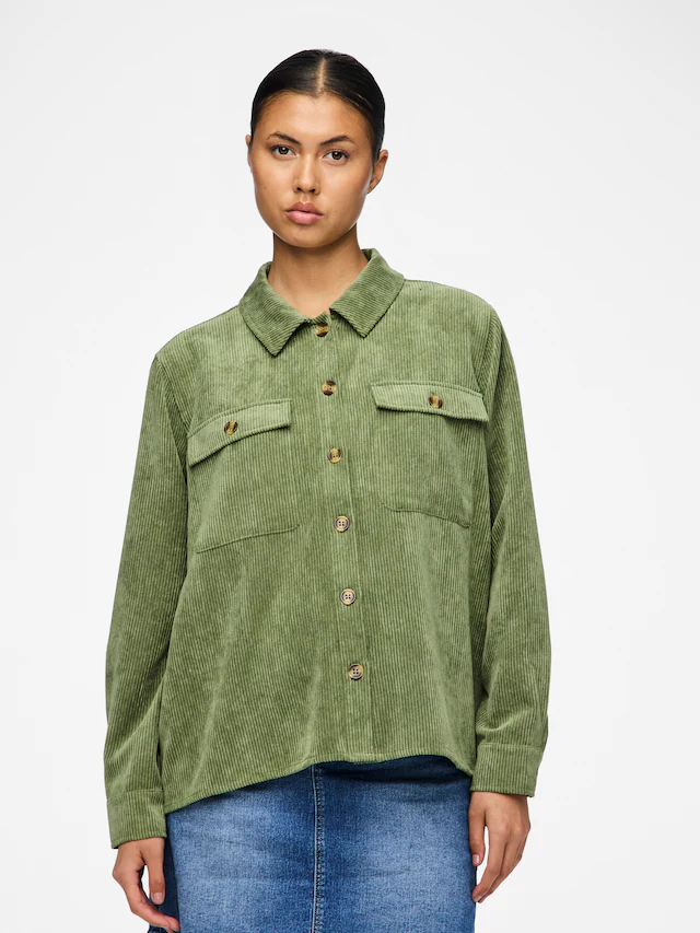 pieces Hemdbluse »PCEFFI LS SHIRT WVN NOOS« Materialmix, loose fit