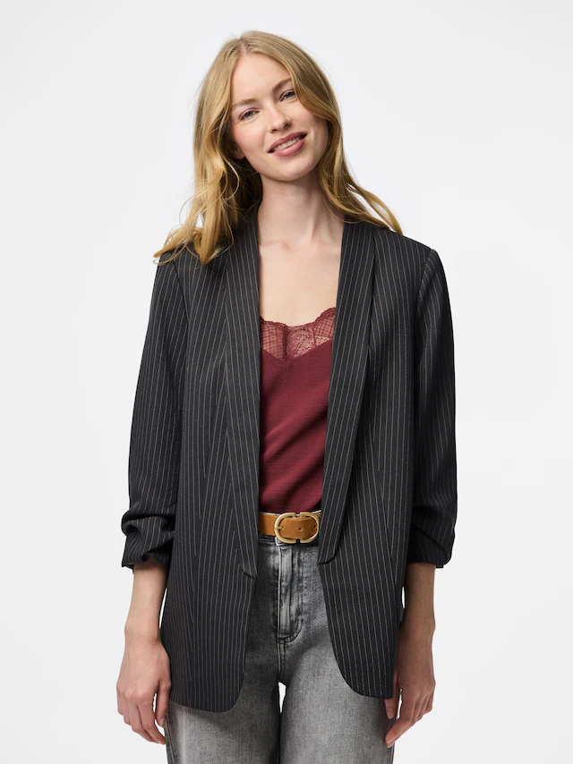 pieces Blusenblazer »PCBOSELLA 3/4 PINSTRIPE BLAZER NOOS BC« Materialmix, regular fit