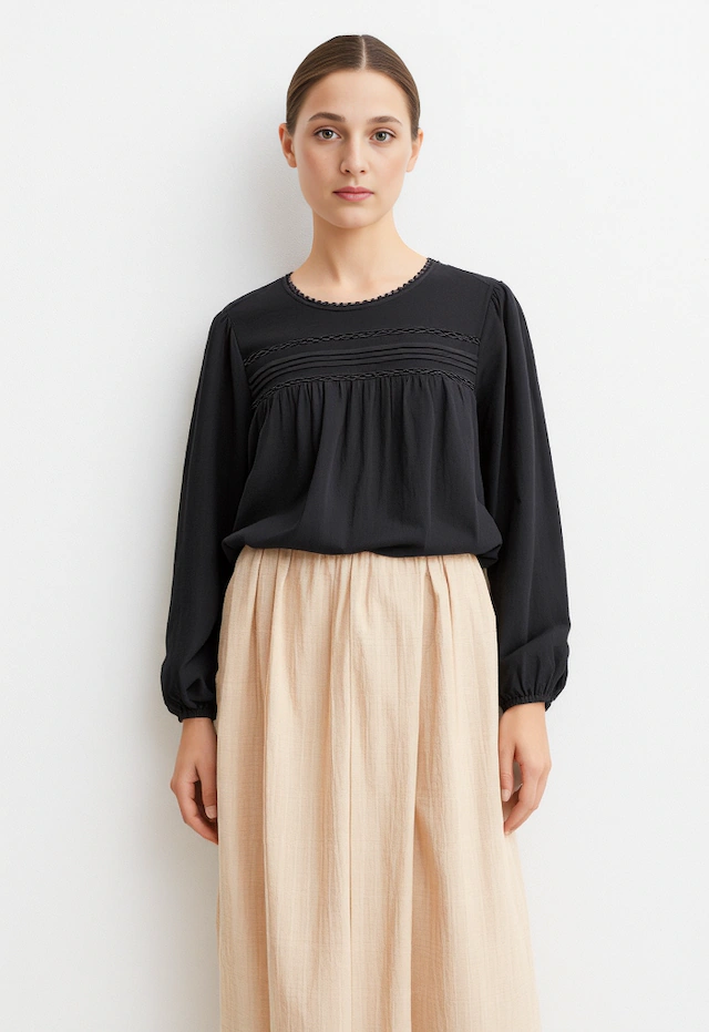 Vero Moda Langarmbluse »VMDEBBIE LS PLEAT TOP WVN GA NOOS«