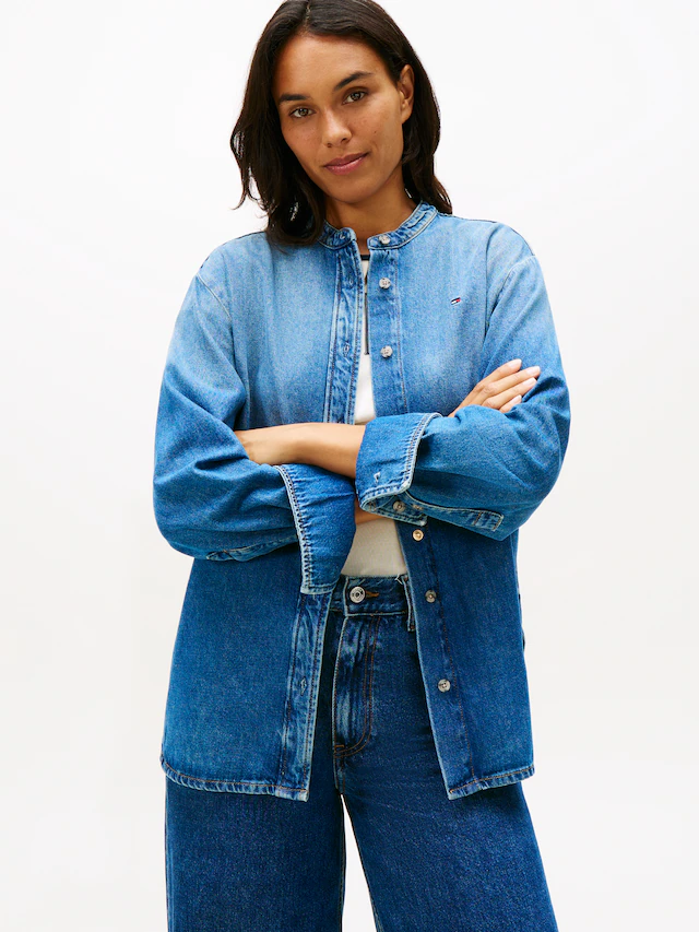 Tommy Hilfiger Jeansbluse »DNM GLOW STAND-COLLAR SHIRT LS«
