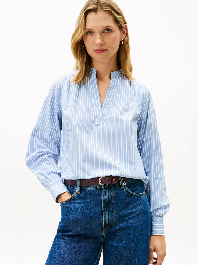 Tommy Hilfiger Shirtbluse »POPLIN V-NK BLOUSE«