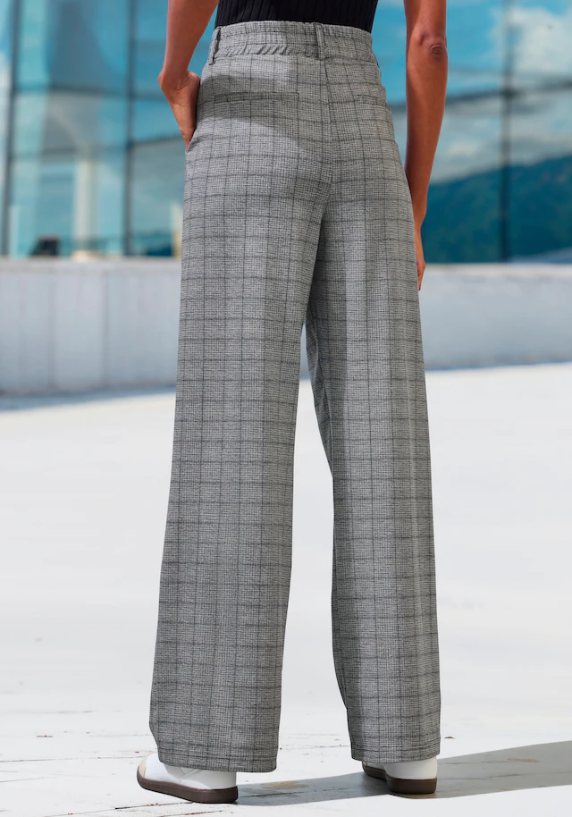 LASCANA Schlupfhose »extra Weit mit Bundfalten« mit Jacquard Strickmuster oder uni schwarz