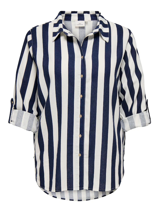 ONLY CARMAKOMA Longbluse »CARGOA 3/4 STRAP LINEN BL SHIRT CC PNT« mit Leinen
