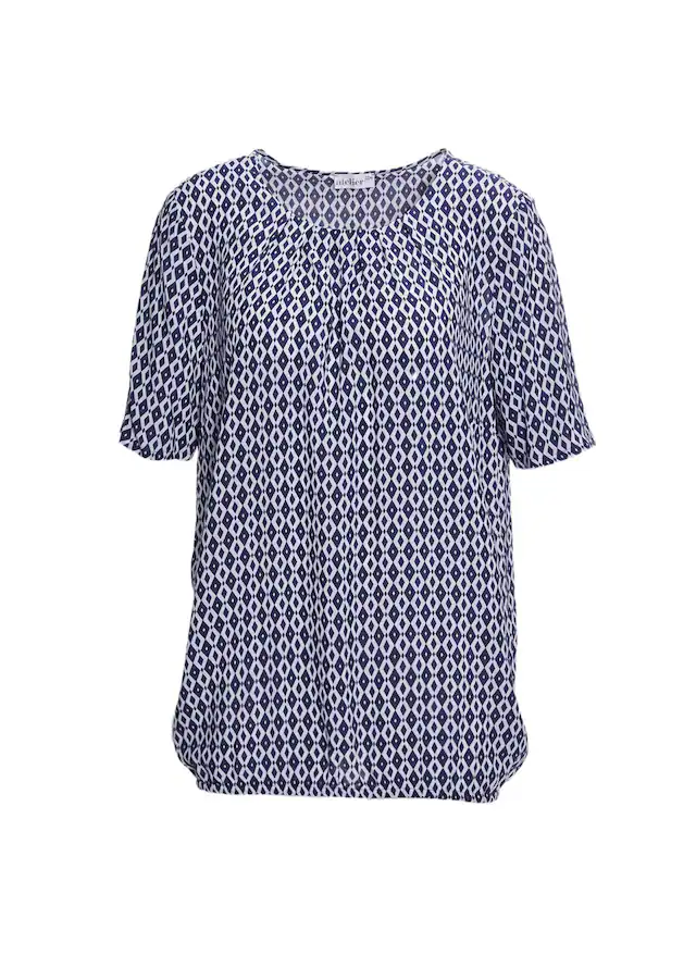 GOLDNER Druckbluse »Farbbrillante Druckbluse mit liebevollen Details« Applikation