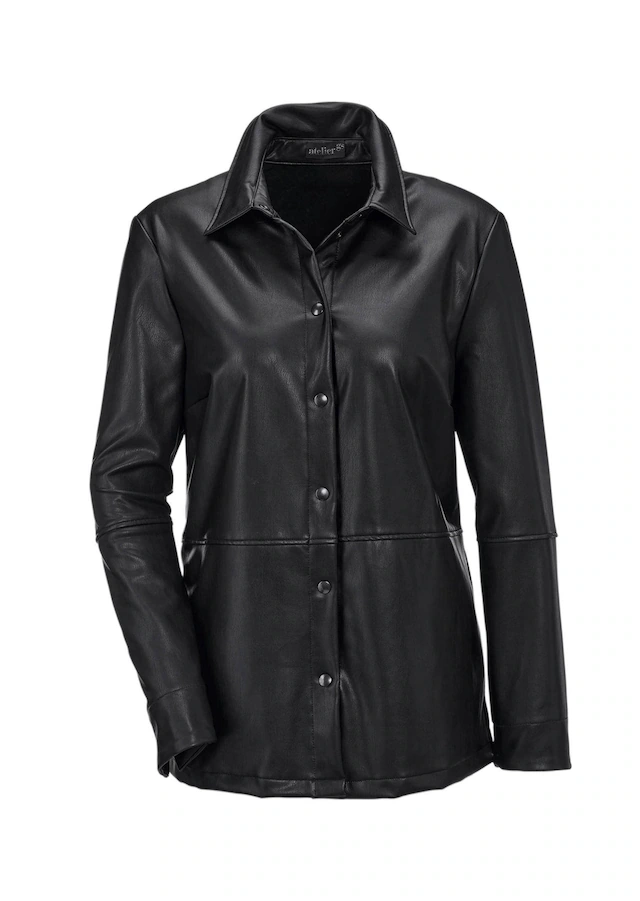 GOLDNER Jackenblazer »Kurzgröße Lässige Blusenjacke in Lederoptik« Ohne