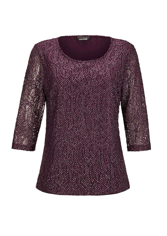 GOLDNER Kurzarmbluse »Elegantes Blusenshirt mit Glanzeffekt« Blickdicht durch eingearbeitetes Top