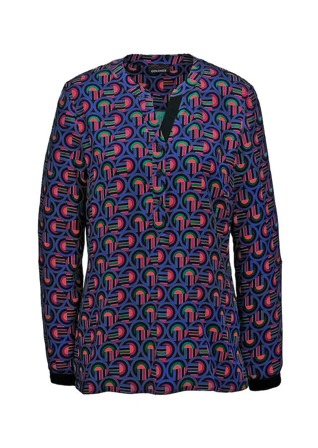 GOLDNER Schlupfbluse »Kurzgröße Moderne Druckbluse in legerer Form« Grafisches Muster