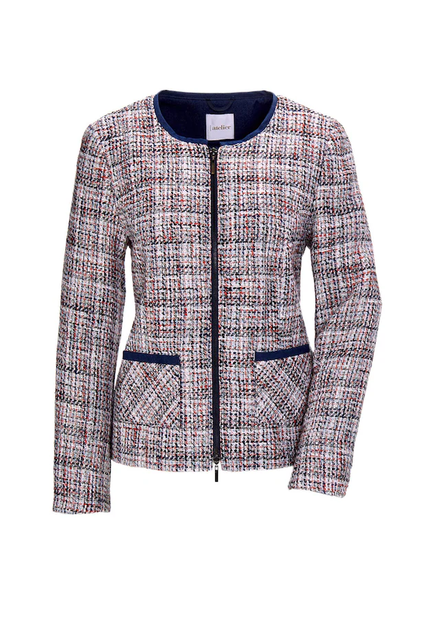 GOLDNER Jackenblazer »Kurzgröße Eleganter Wollblazer mit Rundhals« Paspel