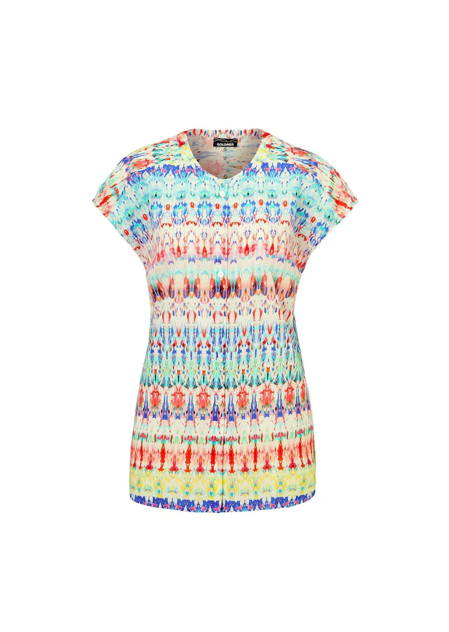 GOLDNER Kurzarmbluse »Kurzarm Printbluse für Damen multicolor« Knöpfe