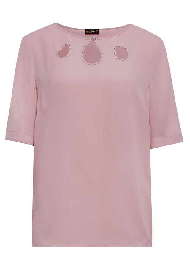 GOLDNER Kurzarmbluse »Kurzgröße Feminine Bluse mit aufregender Ausschnittlösung« Ohne