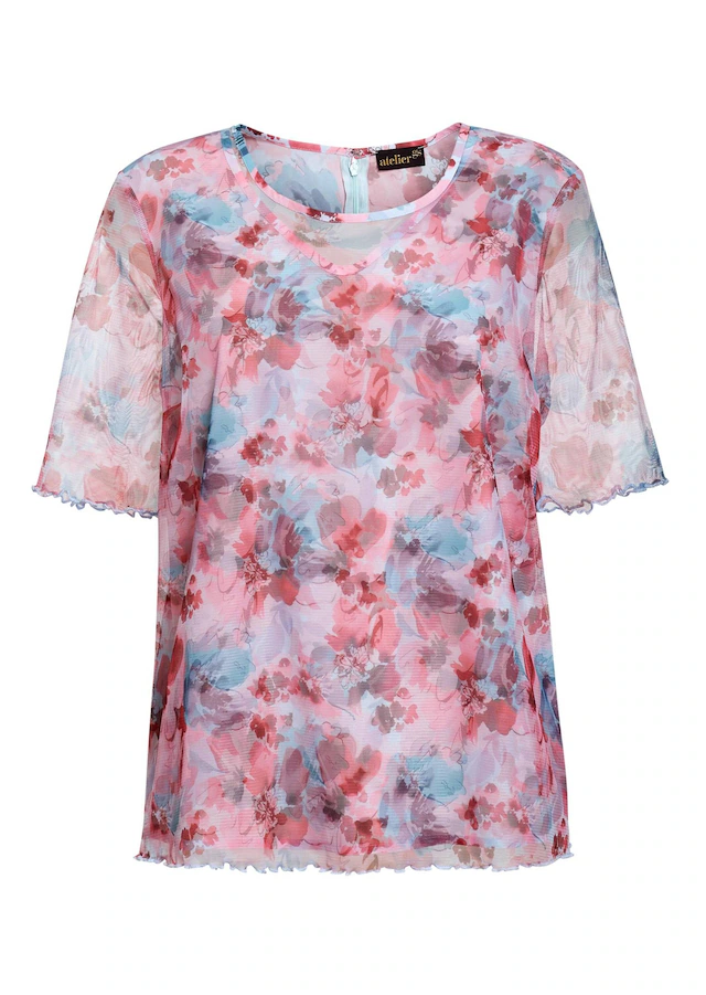 GOLDNER Kurzarmbluse »Druckbluse aus herrlich weichem Mesh« Ohne