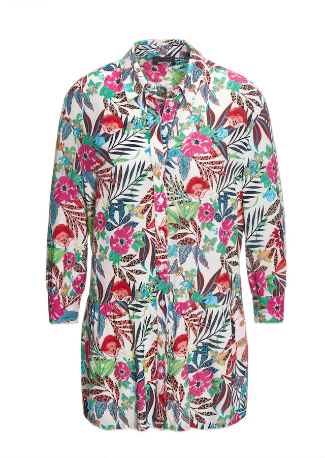 GOLDNER Hemdbluse »Druckbluse in exotischem Muster« mit Querteilungsnaht