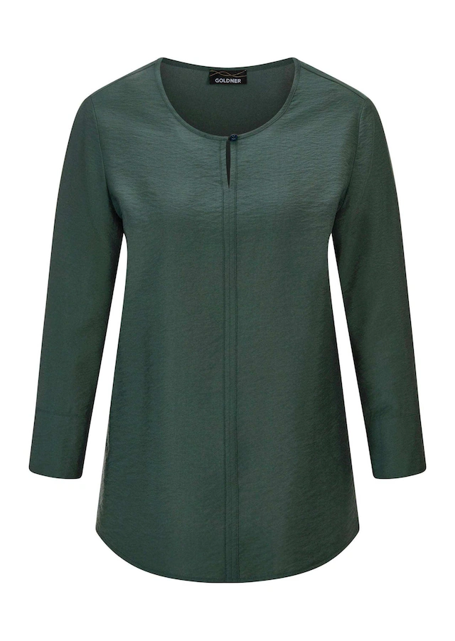 GOLDNER Schlupfbluse »Viskosebluse mit 3/4-Ärmeln, Rundhals« Ziernaht