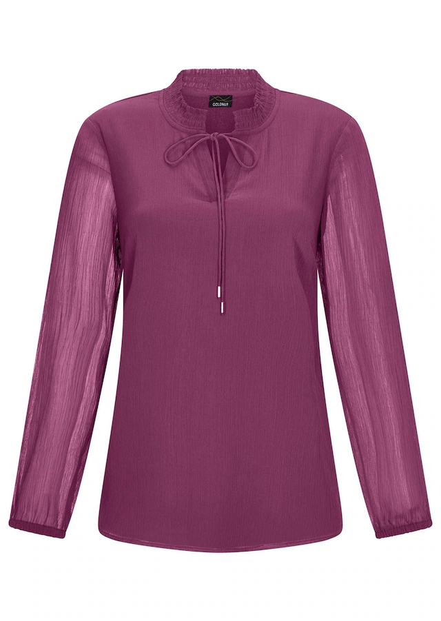 GOLDNER Chiffonbluse »Kurzgröße Elegante Jersey-Bluse mit Rundhals« Gummibund