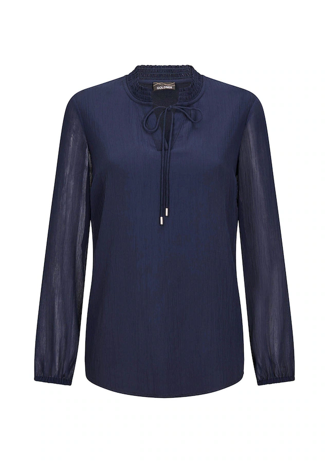 GOLDNER Chiffonbluse »Elegante Jersey-Bluse mit Rundhals« Gummibund