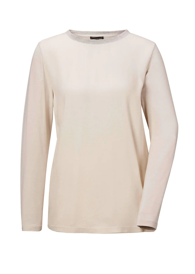GOLDNER Kurzarmbluse »Schlichtes Langarmshirt mit Glanz« Glanzgarn