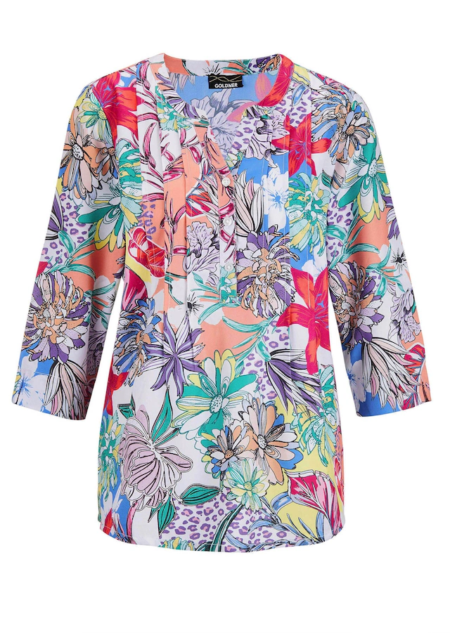 GOLDNER Druckbluse »Blusenshirt mit Leo-Blüten-Muster« Ohne