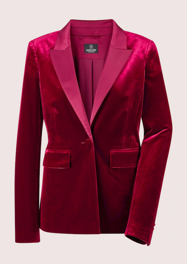 MADELEINE Longblazer »Samtjacke Samtblazer mit Reverskragen« Samtblazer mit Satin-Reverskragen