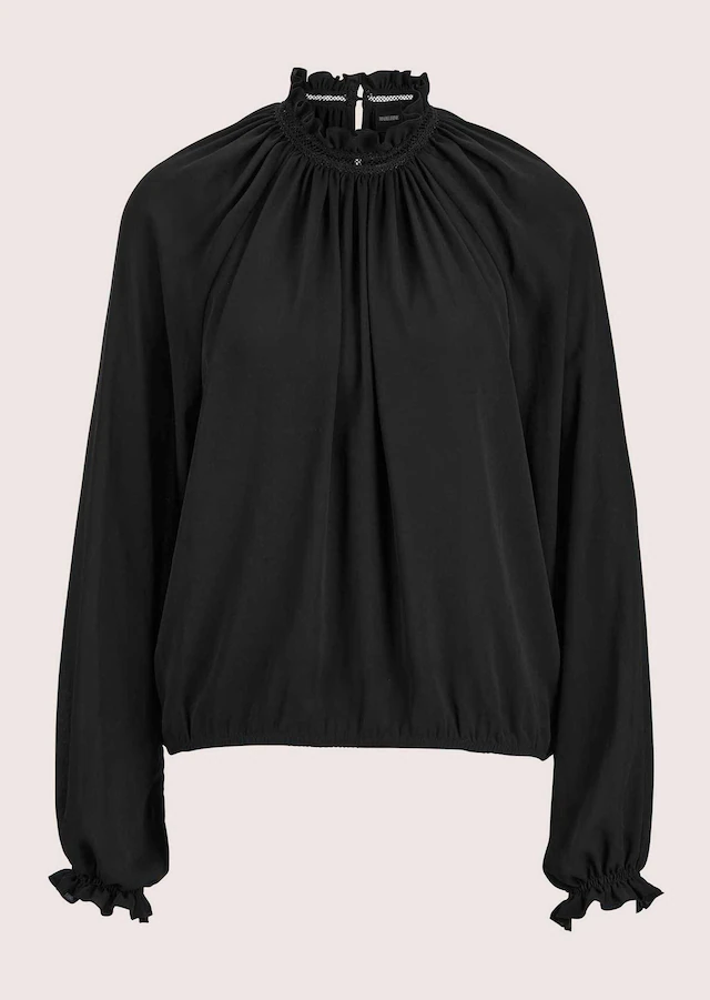 MADELEINE Langarmbluse »Bluse Elegante Bluse mit Stehkragen, Uni«