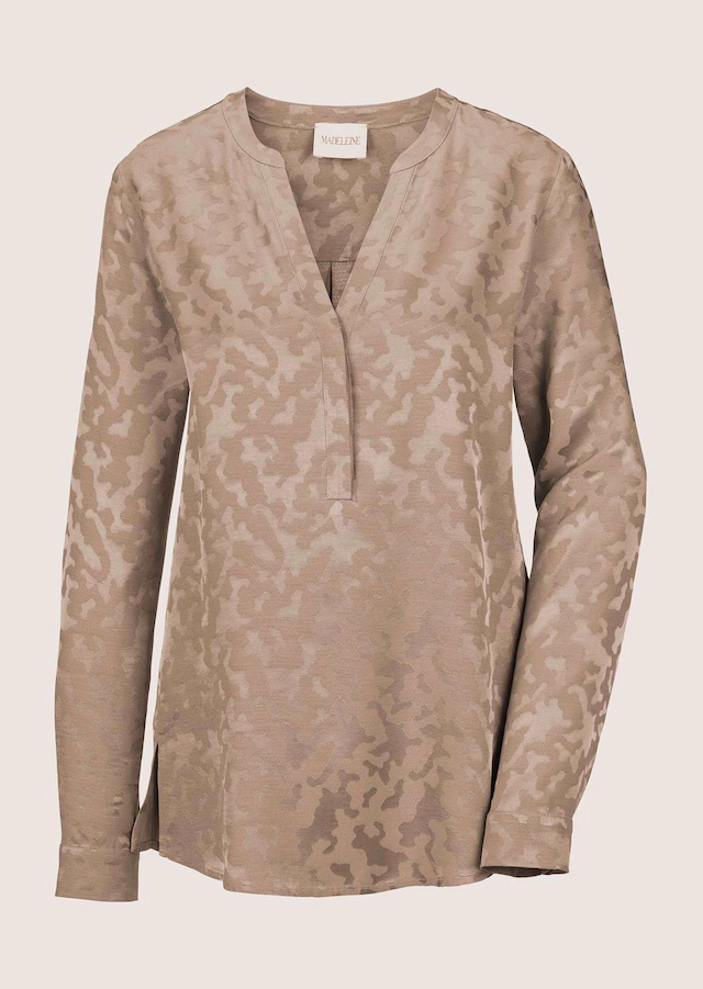 MADELEINE Langarmbluse »Bluse Modische Longbluse mit V-Ausschnitt«