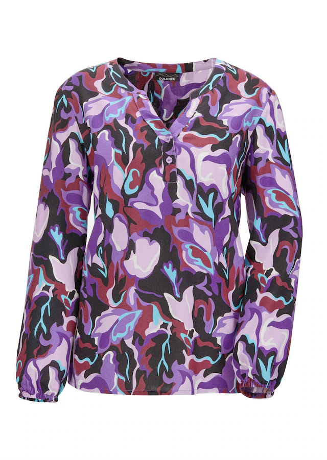 GOLDNER Schlupfbluse »Kurzgröße Printbluse mit Allover-Druck« Mit Seitenschlitzen