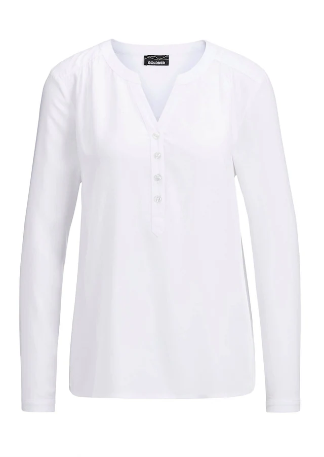 GOLDNER Schlupfbluse »Elegante Viskosebluse mit V-Ausschnitt« Knopfleiste