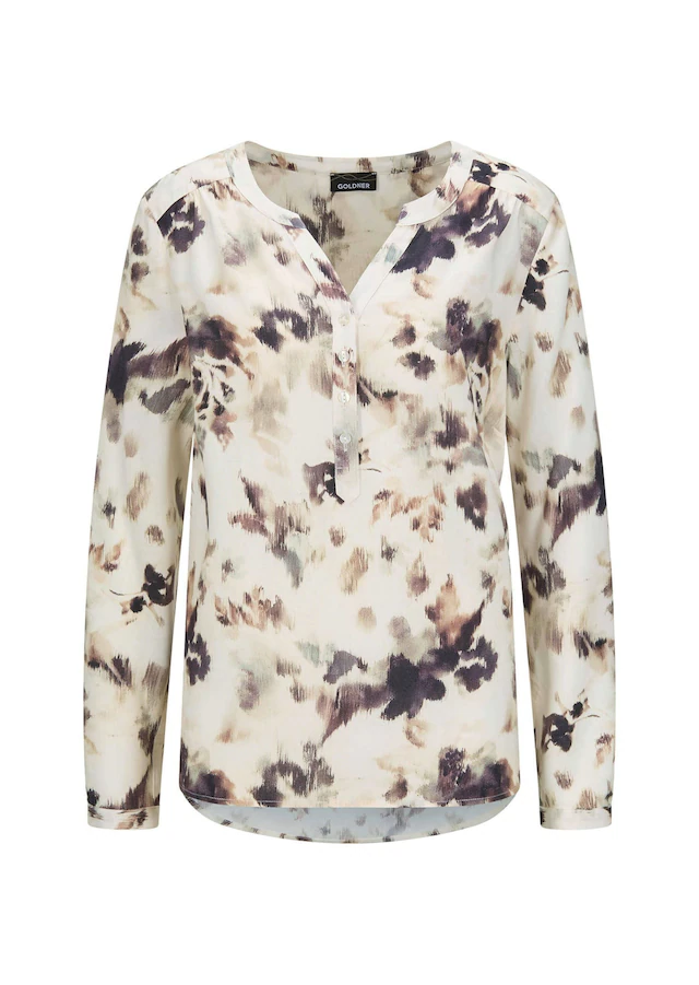 GOLDNER Schlupfbluse »Florale Druckbluse mit V-Ausschnitt« Unikat-Print