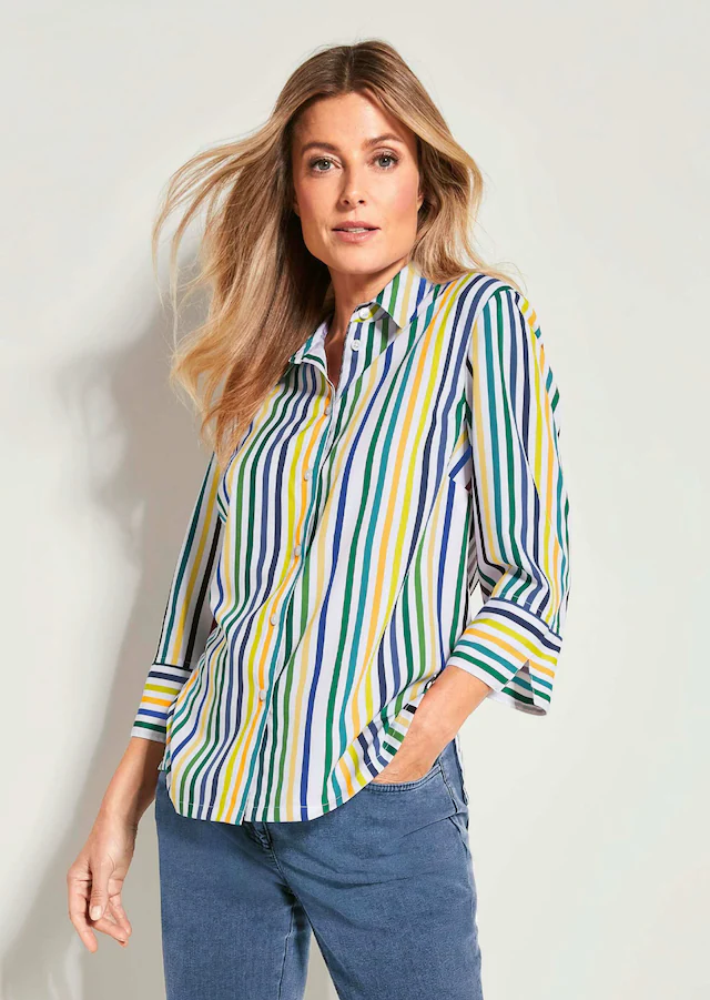 GOLDNER Hemdbluse »Blusenshirt mit Streifenmuster« Knopfleiste