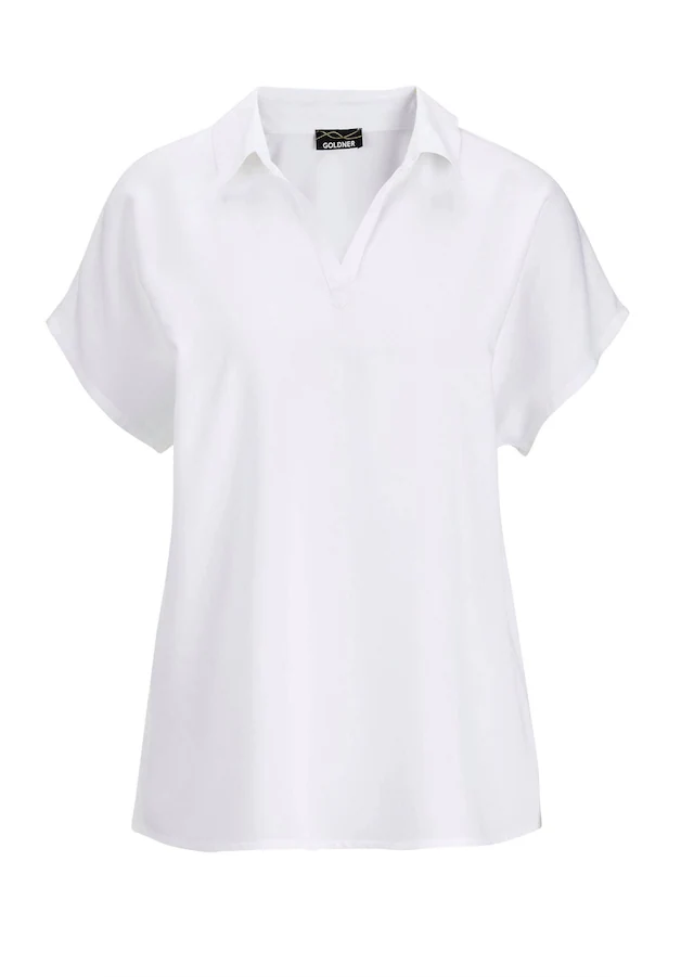 GOLDNER Klassische Bluse »Uni Bluse mit Hemdkragen« superangenhme fliessende Viskose