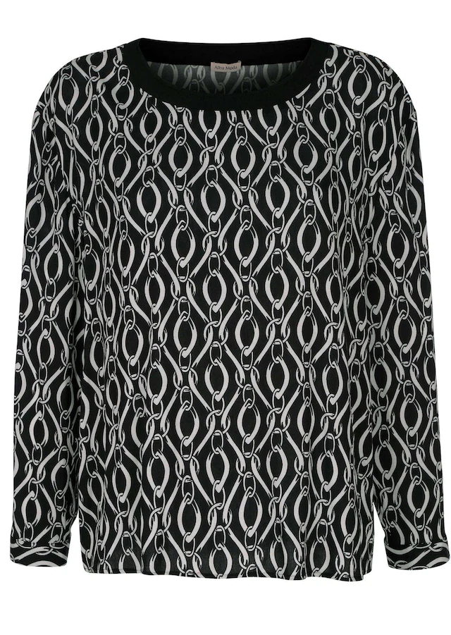 Alba Moda Schlupfbluse »Bluse Bluse in grafischem Kettendessin«