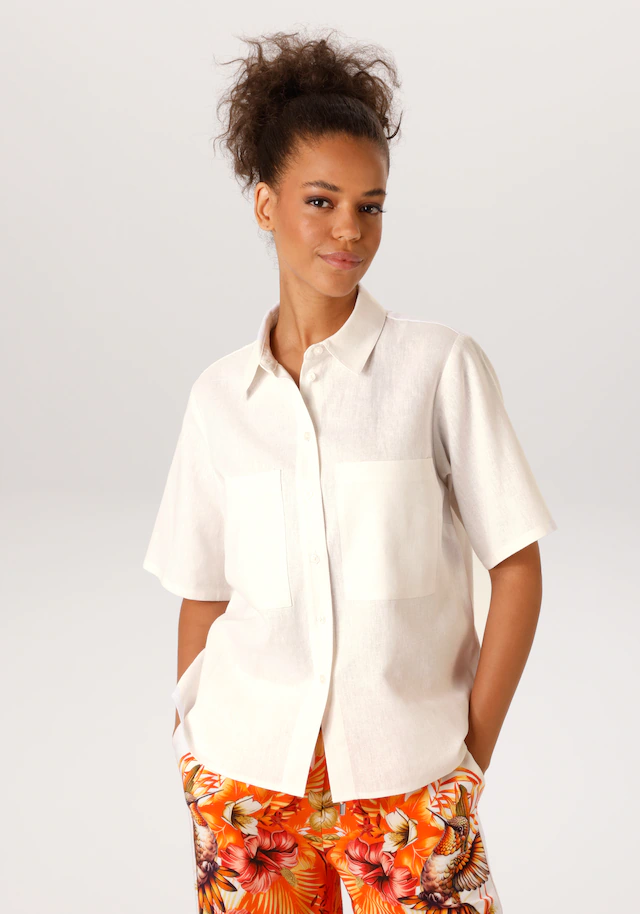 Aniston CASUAL Kurzarmbluse mit Leinen