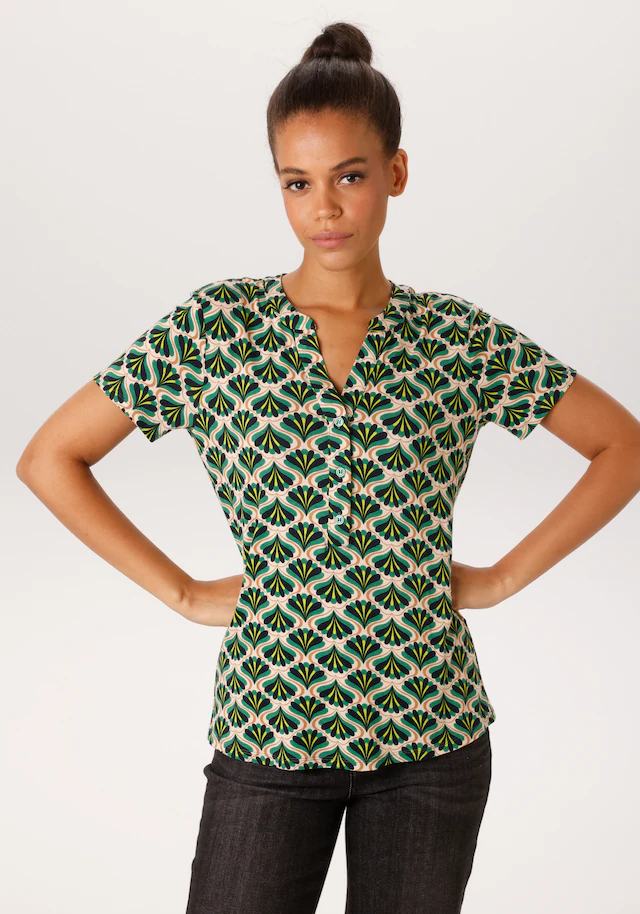 Aniston CASUAL Schlupfbluse mit farbharmonischem Retro-Muster