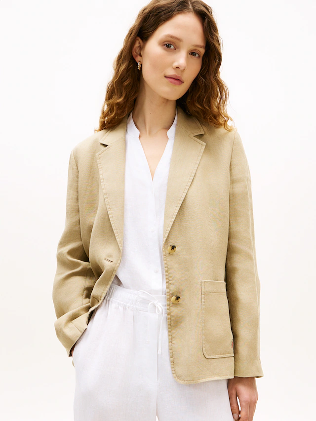 Tommy Hilfiger Kurzblazer »NEW ESS LINEN REG SB BLAZER« mit aufgesetzten Taschen