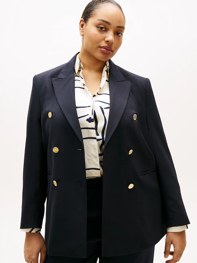 Tommy Hilfiger Curve Jackenblazer »CRV TIMELESS WOOL DB BLAZER« in großen Größen, mit Wolle