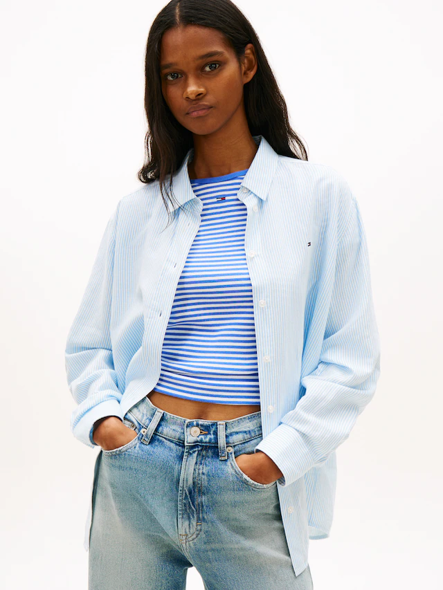 Tommy Jeans Hemdbluse »TJW RLX LINEN SHIRT« mit zeitlosem Design, Leinen-Mix, Relaxed Fit