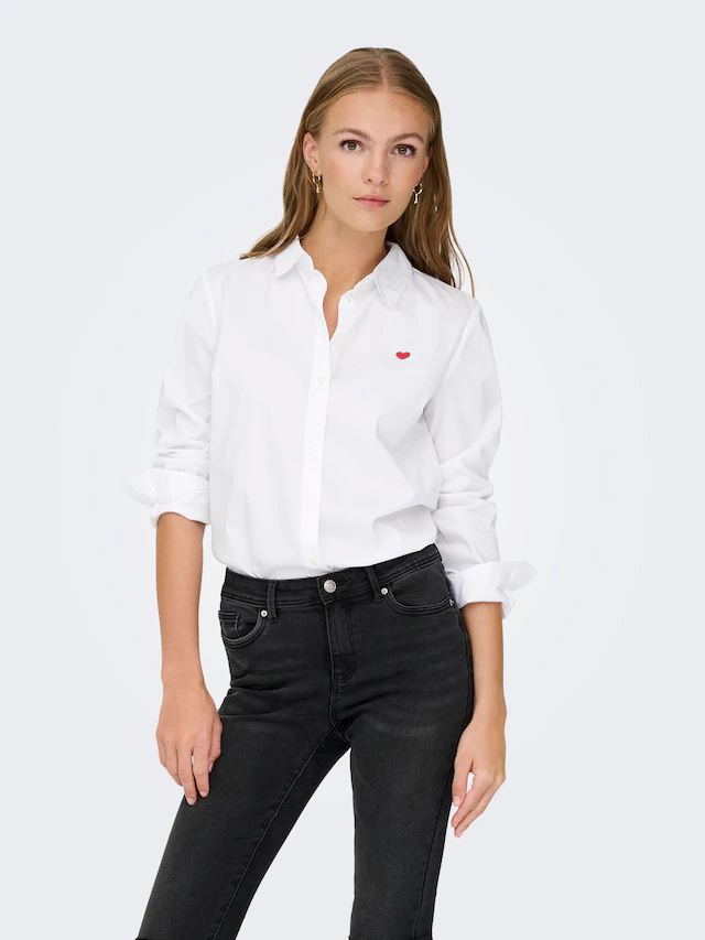 JDY Hemdbluse »JDYMIO L/S EMBROIDERY SHIRT WVN NOOS« in klassischer Form mit kleiner Bruststickerei